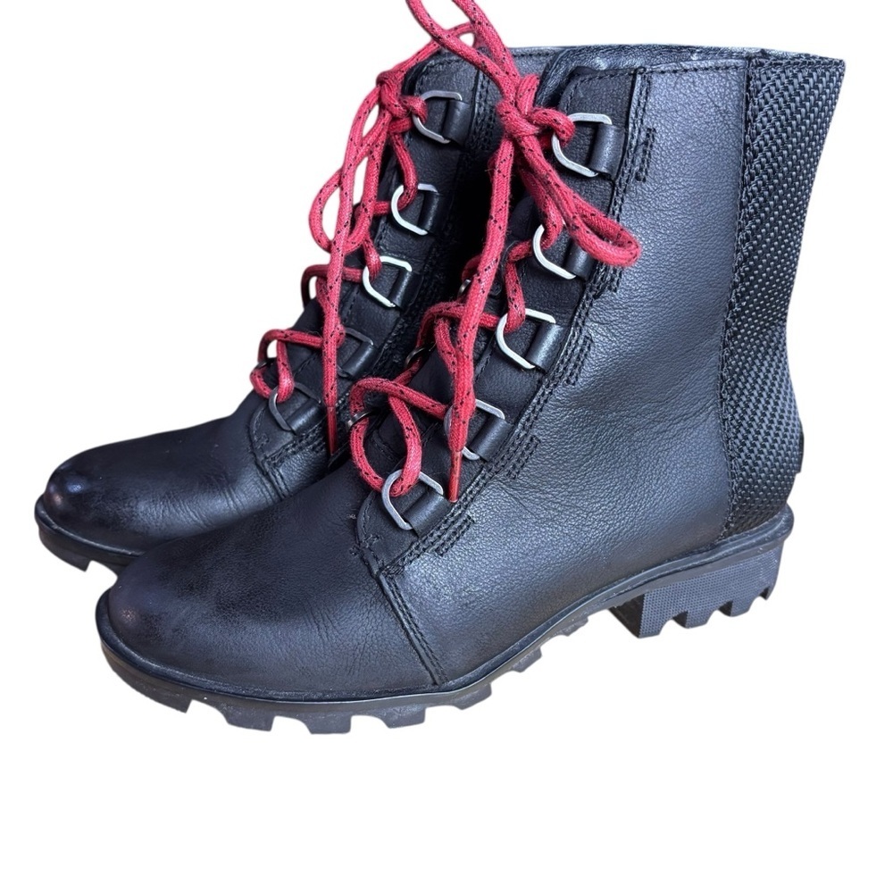 SOREL Phoenix Short Lace Waterproof Black Leather Boots – Women’s Sz 8 - Picture 2 of 11